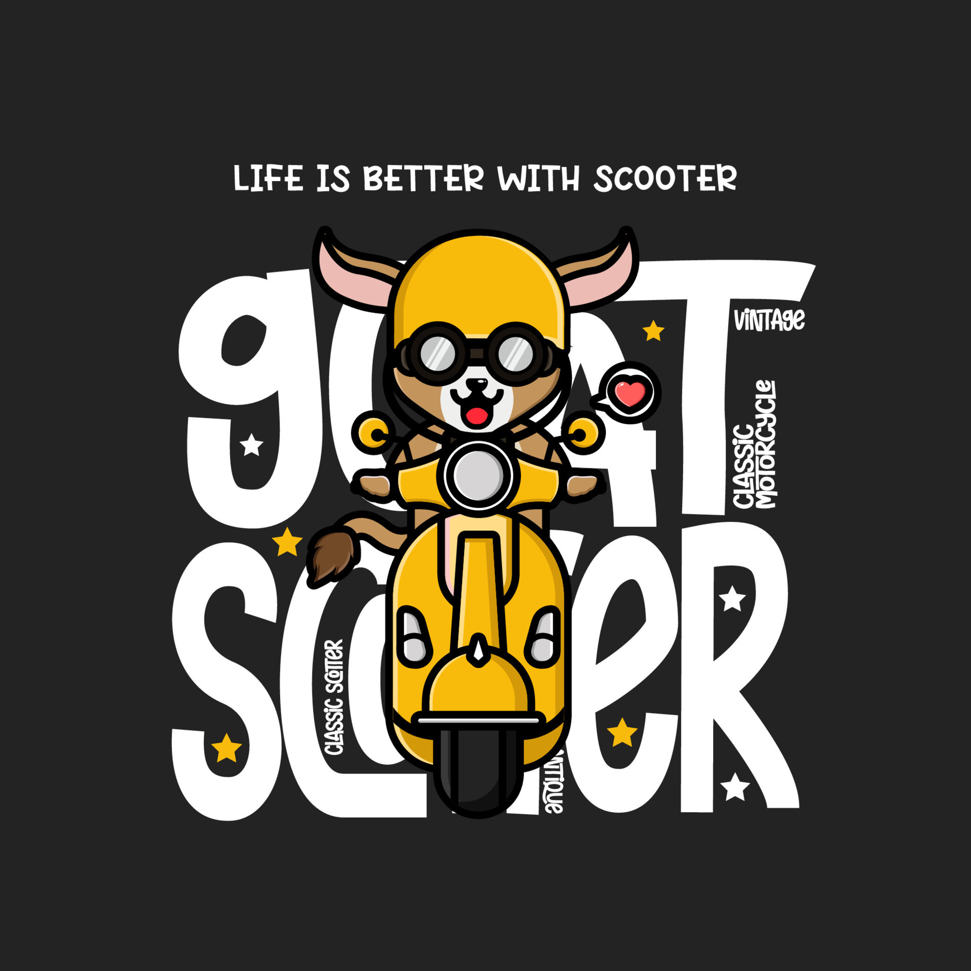 Cute goat riding scooter t-shirt design 21359492 Vector Art at Vecteezy