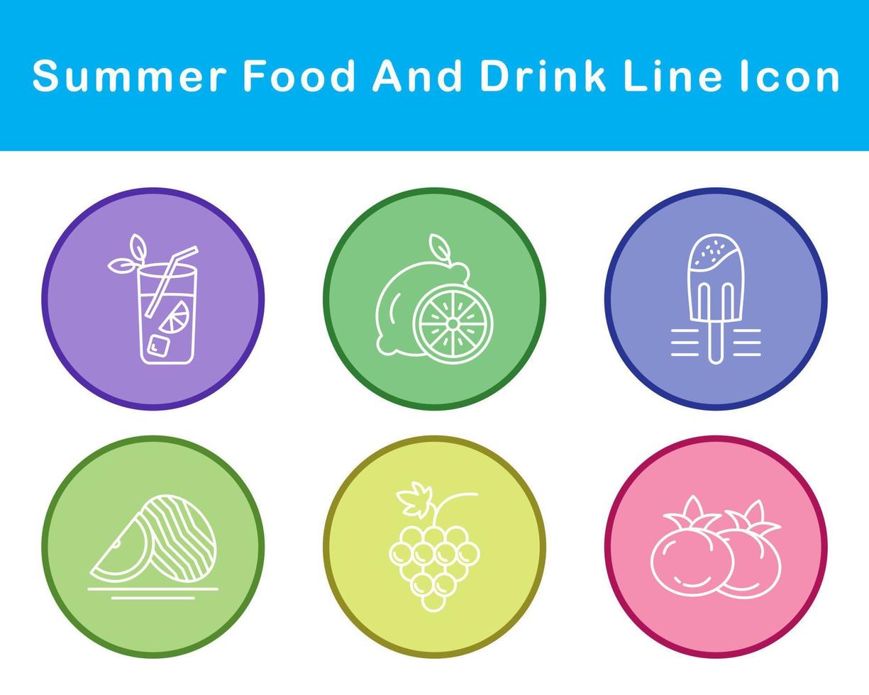 Summer Food And Drink Vector Icon Set