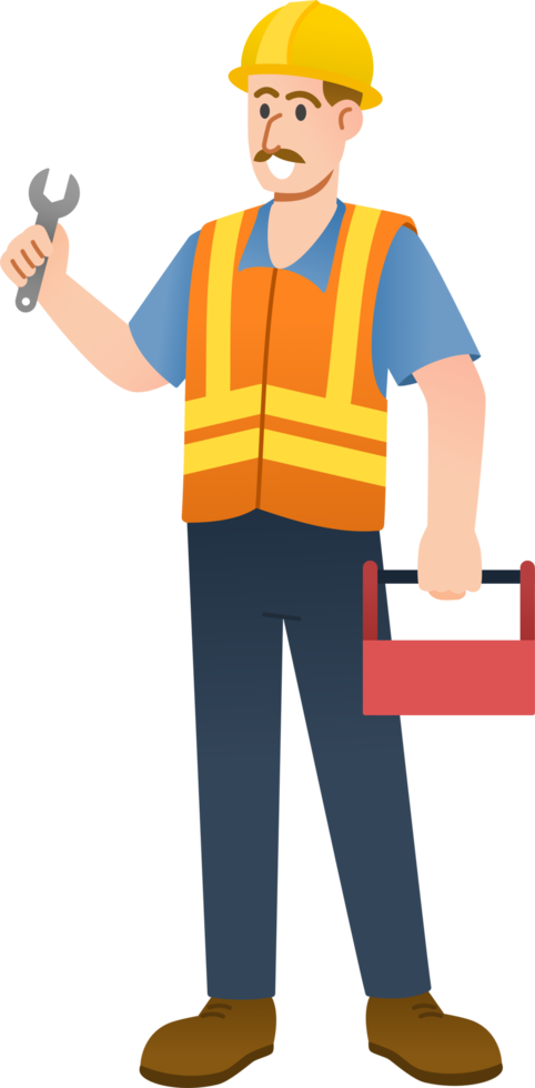 industrial construction worker Labor character. png