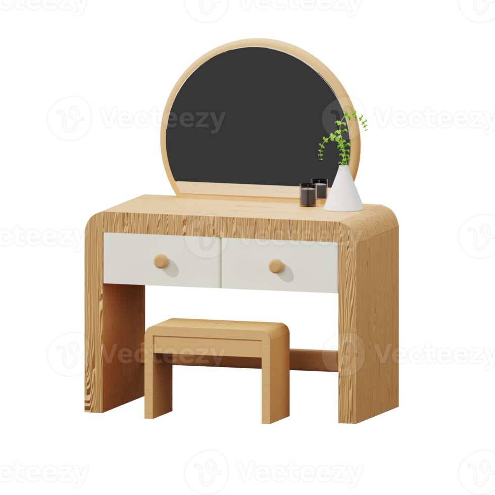 3D wooden dressing table png