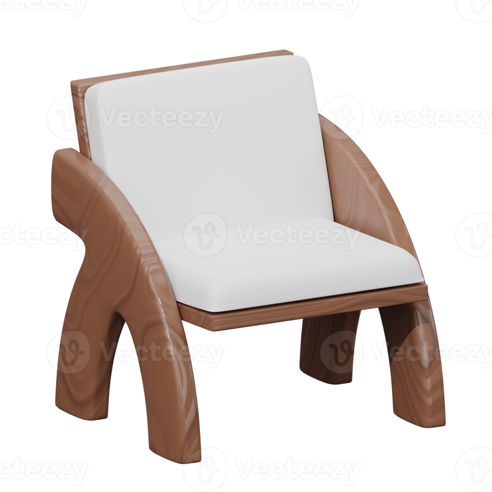 3D wooden arm chair png