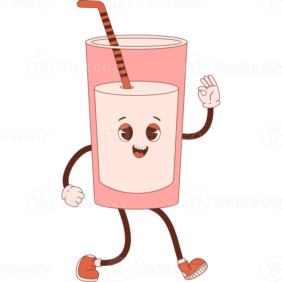 Cute character milk in  glass png