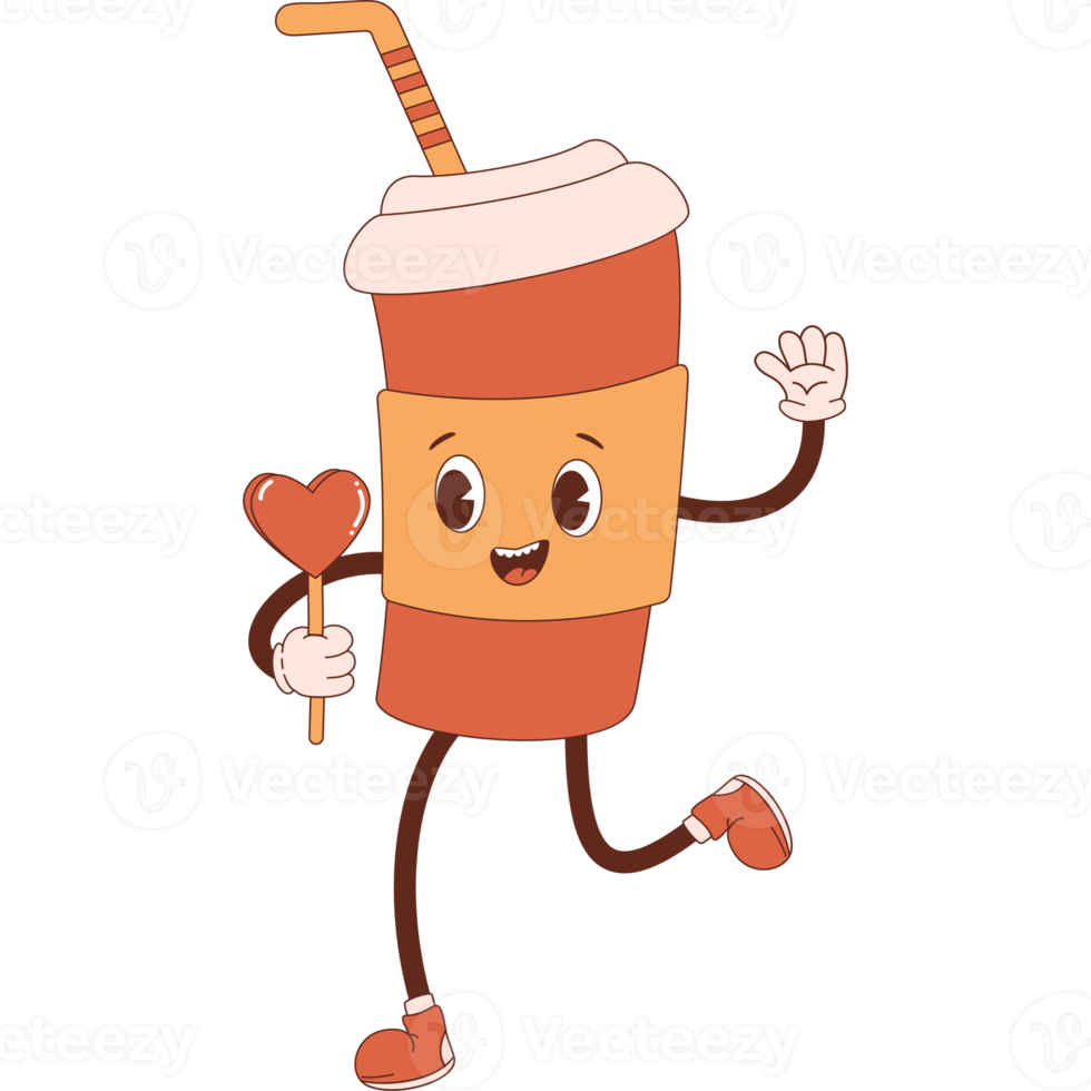 character coffee paper cup with heart png