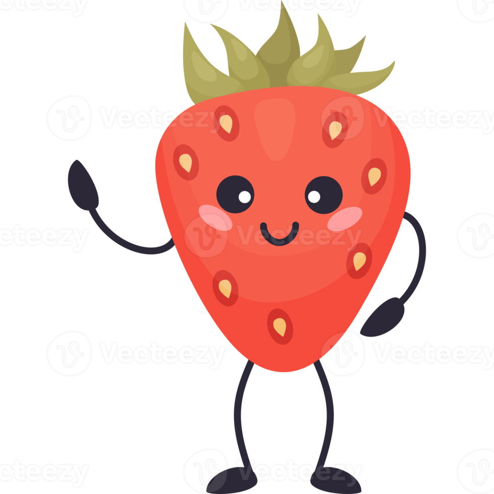 Cute cartoon strawberry character png