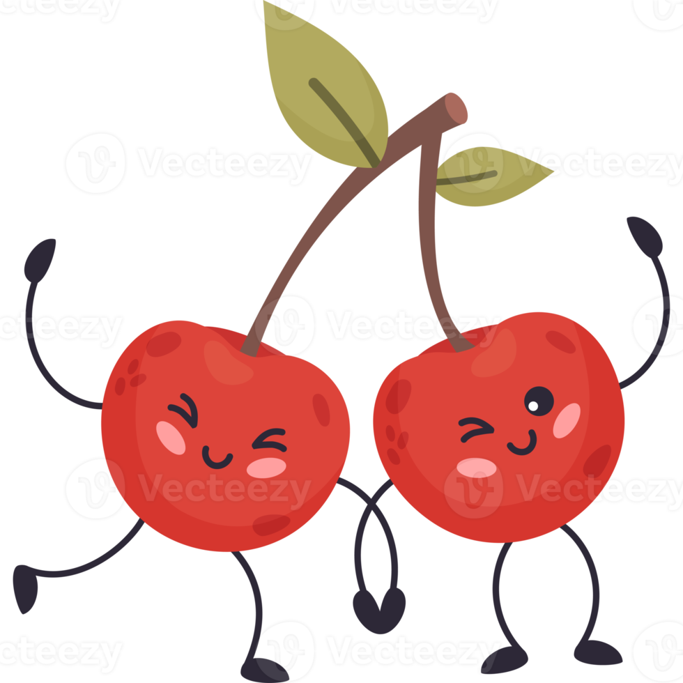 Cute character couple cherries png