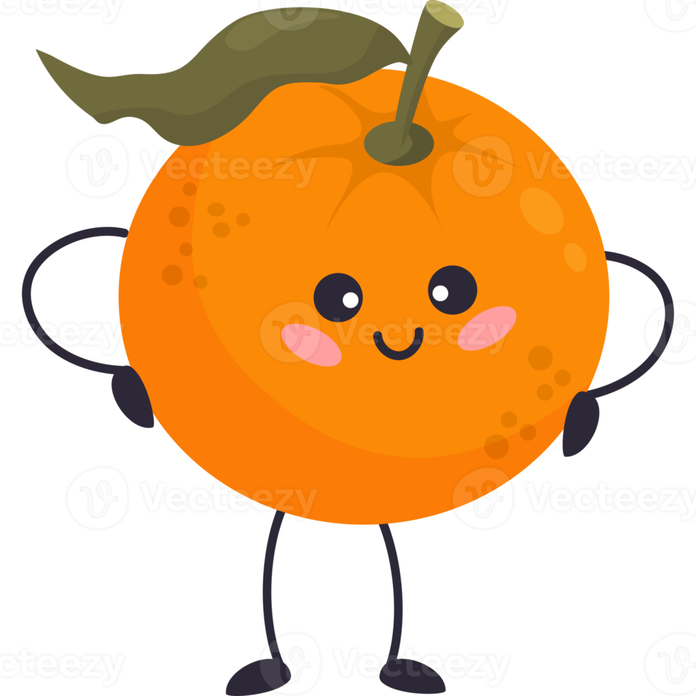 Cute cartoon character tangerine png