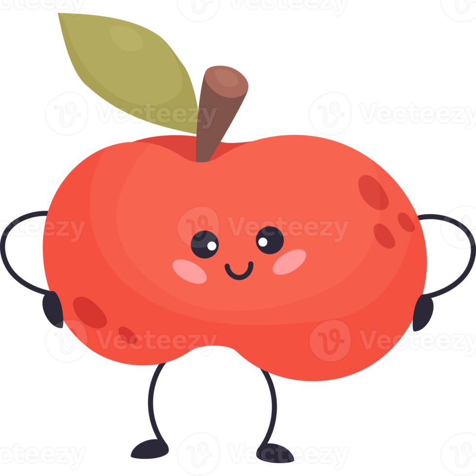 fruit apple cute character png