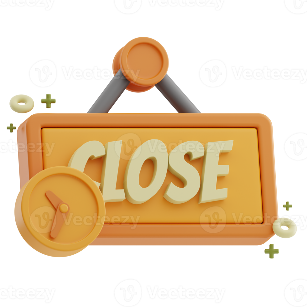 Close Hours grocery 3D illustration png