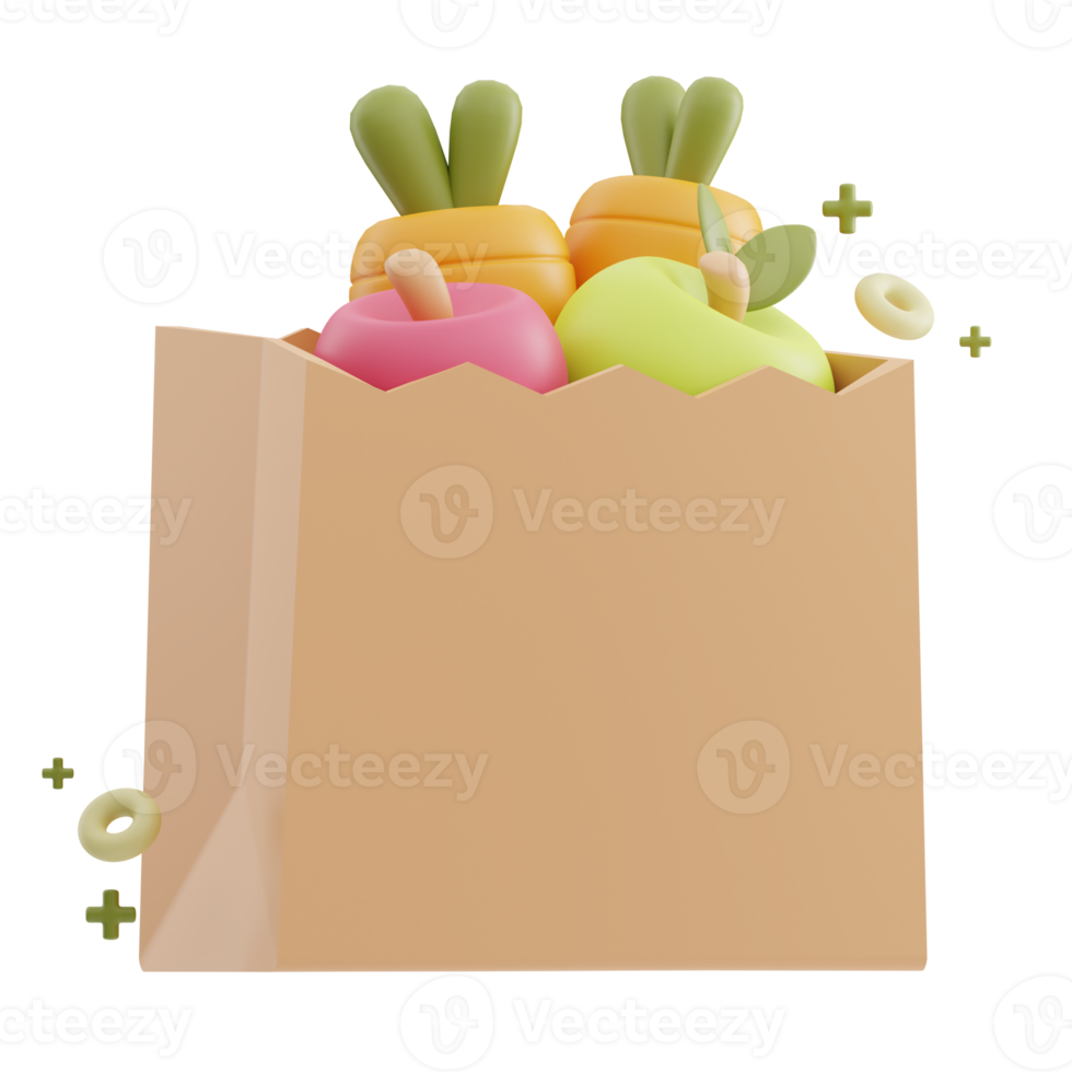 Shopping Bag grocery 3D illustration png