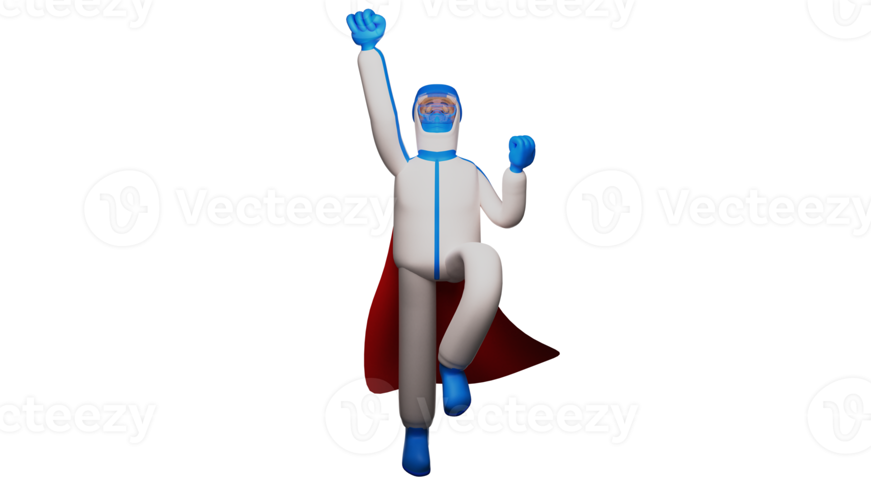 3D illustration. Best Nurse 3D Cartoon Character. Paramedic use a cloth on his back. Paramedic jumps and poses like a superhero. Nurse uses the uniform. 3D cartoon character png