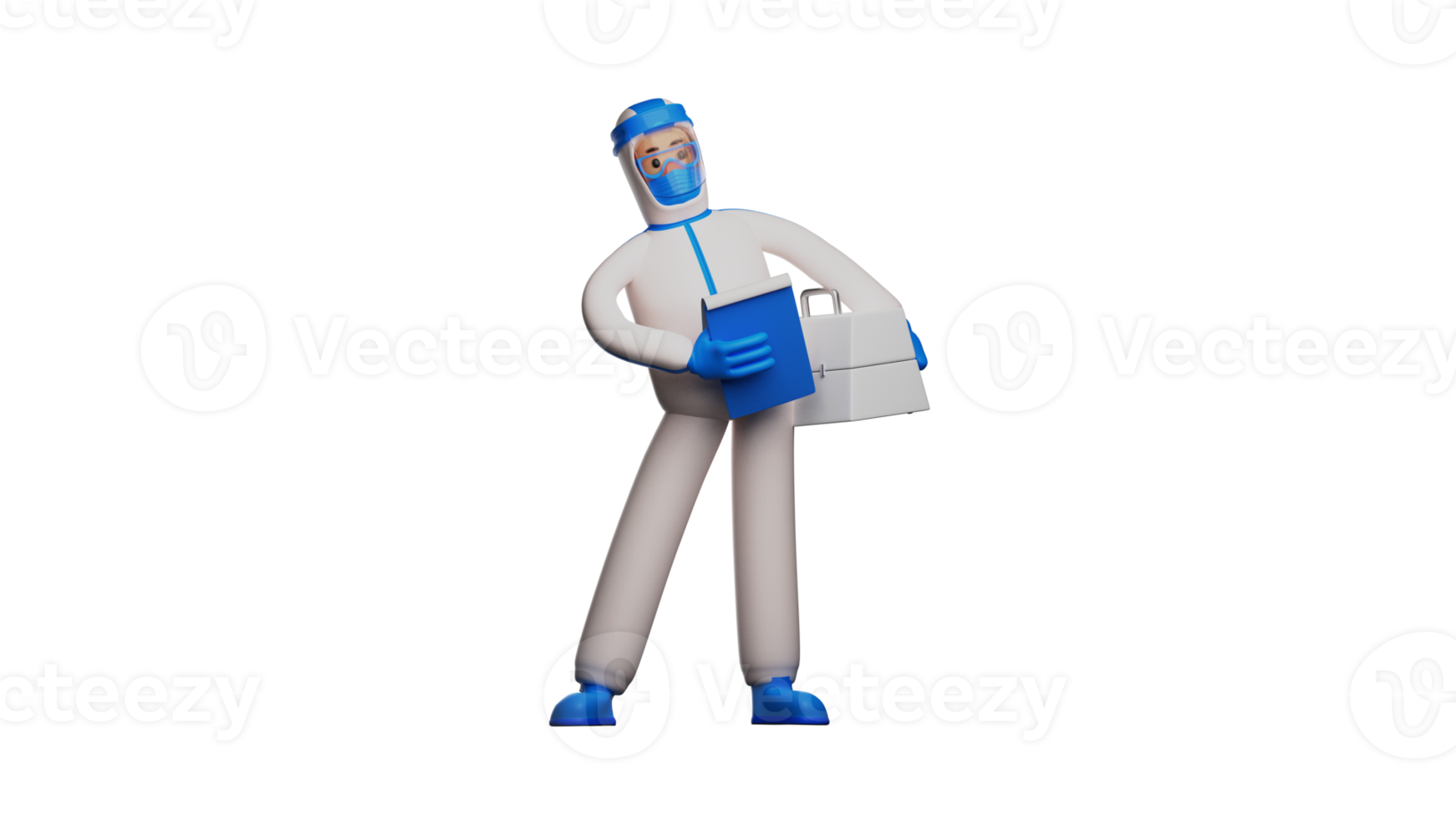 3D illustration. Male Nurse 3D Cartoon Character. Male nurse wearing uniform. Nurse checks note and brings medical supplies. The nurse checks the availability of tools. 3D cartoon character png