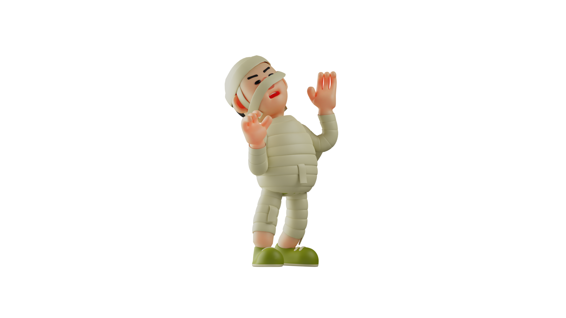 3D illustration. Weird Mummy 3D Cartoon Character. Mummy posing