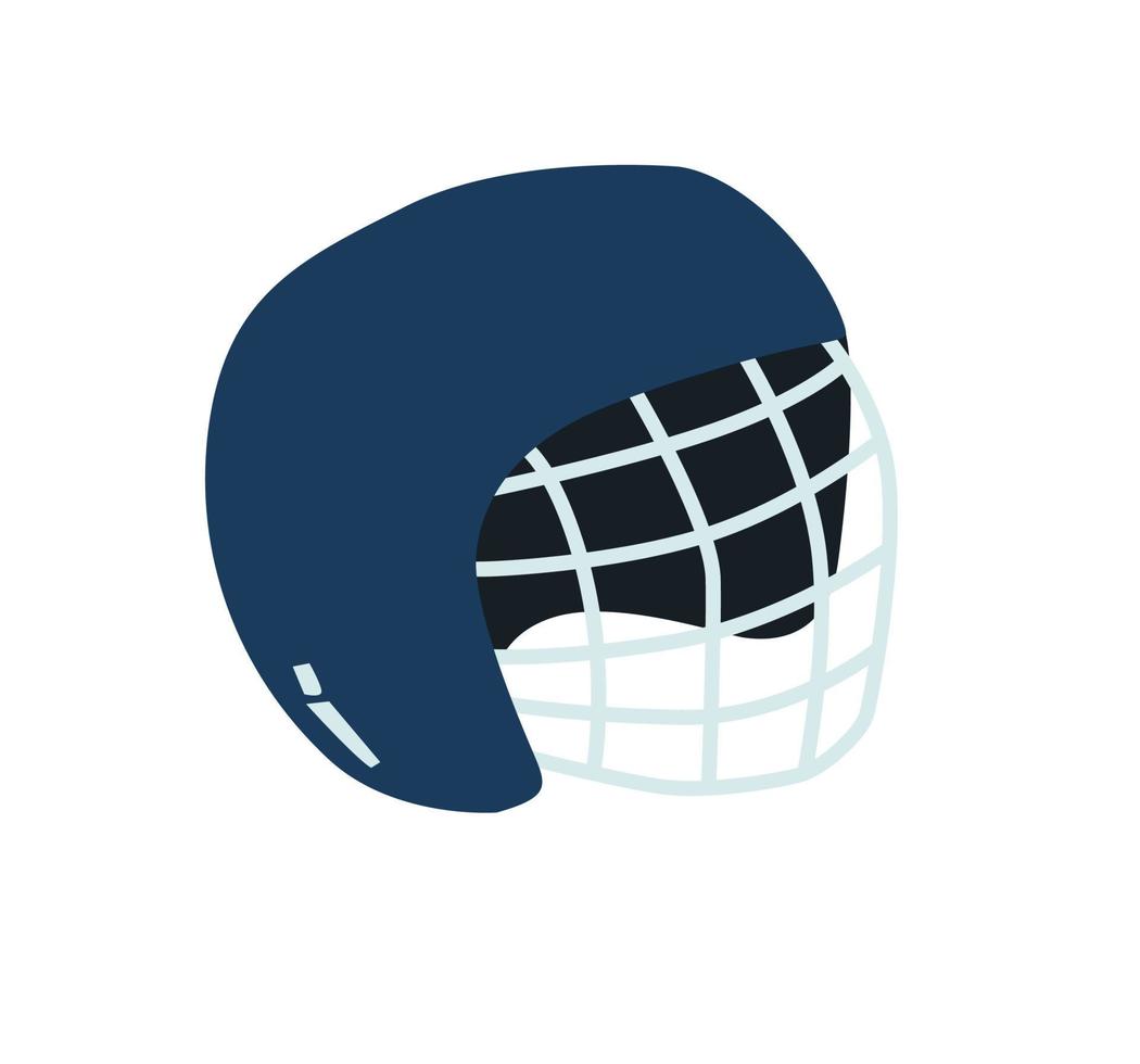 Ice hockey helmet. Safety equipment ice hockey. Flat single cartoon. vector