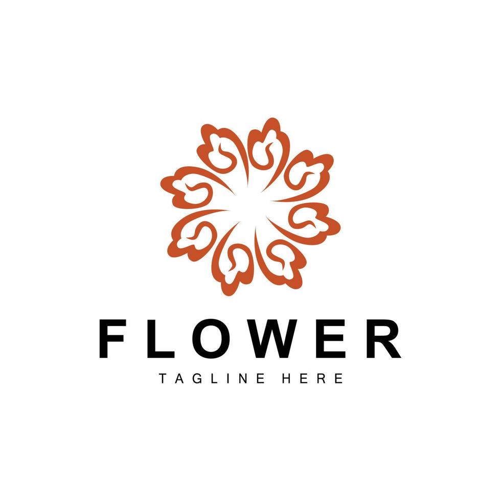 Flower Logo, Flower Garden Design With Simple Style Vector Product Brand, Beauty Care, Natural