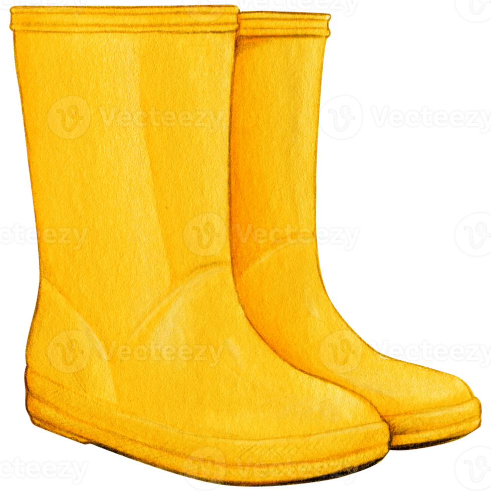 watercolor hand drawn cute rain boots png