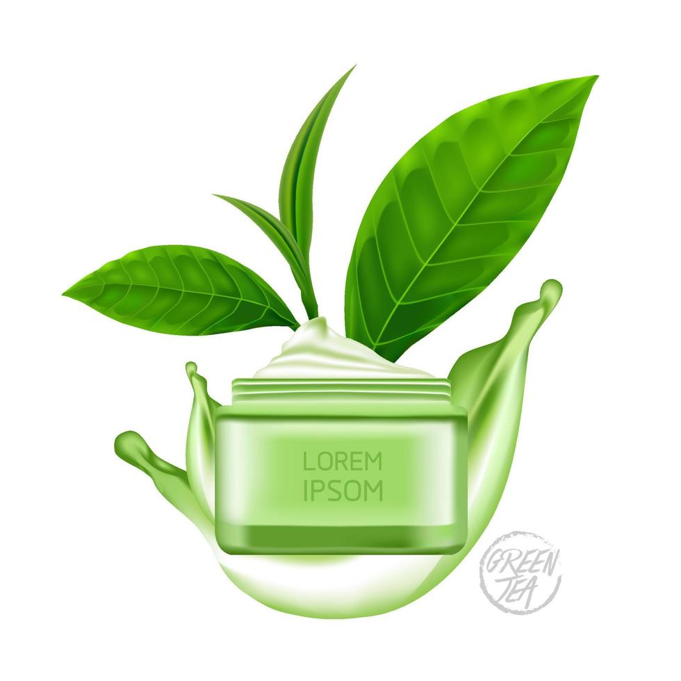 Premium green tea for good health vector illustration.