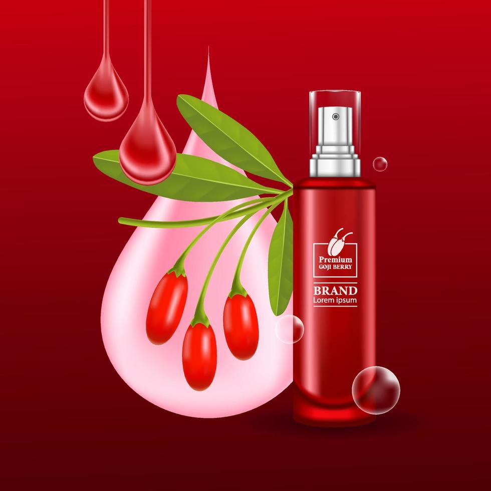 Goji berry serum for skin care package illustration vector