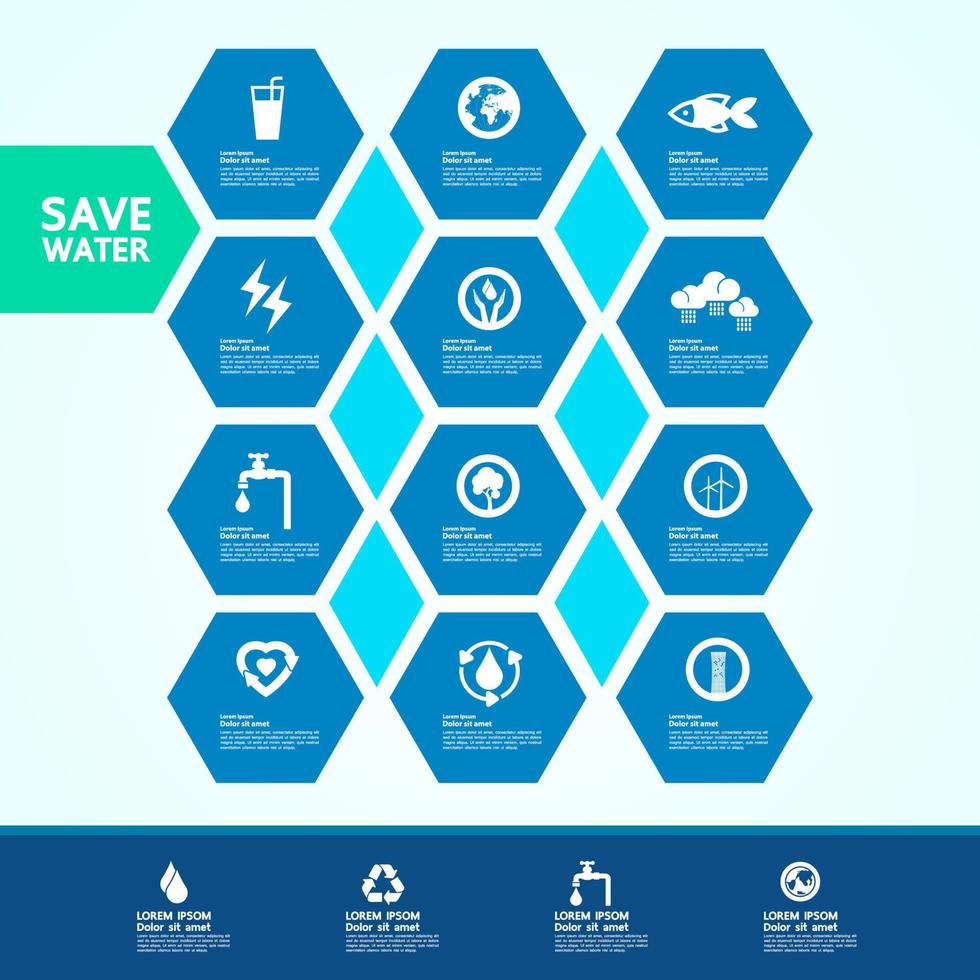 Save water together vector illustration.