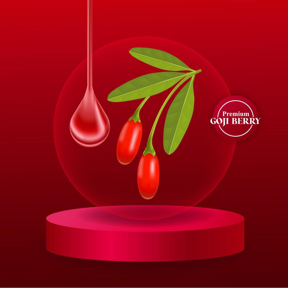 Goji berry serum for skin care package illustration vector