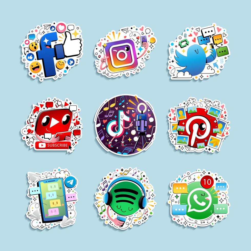 Online Technology Application Logo Stickers Set vector
