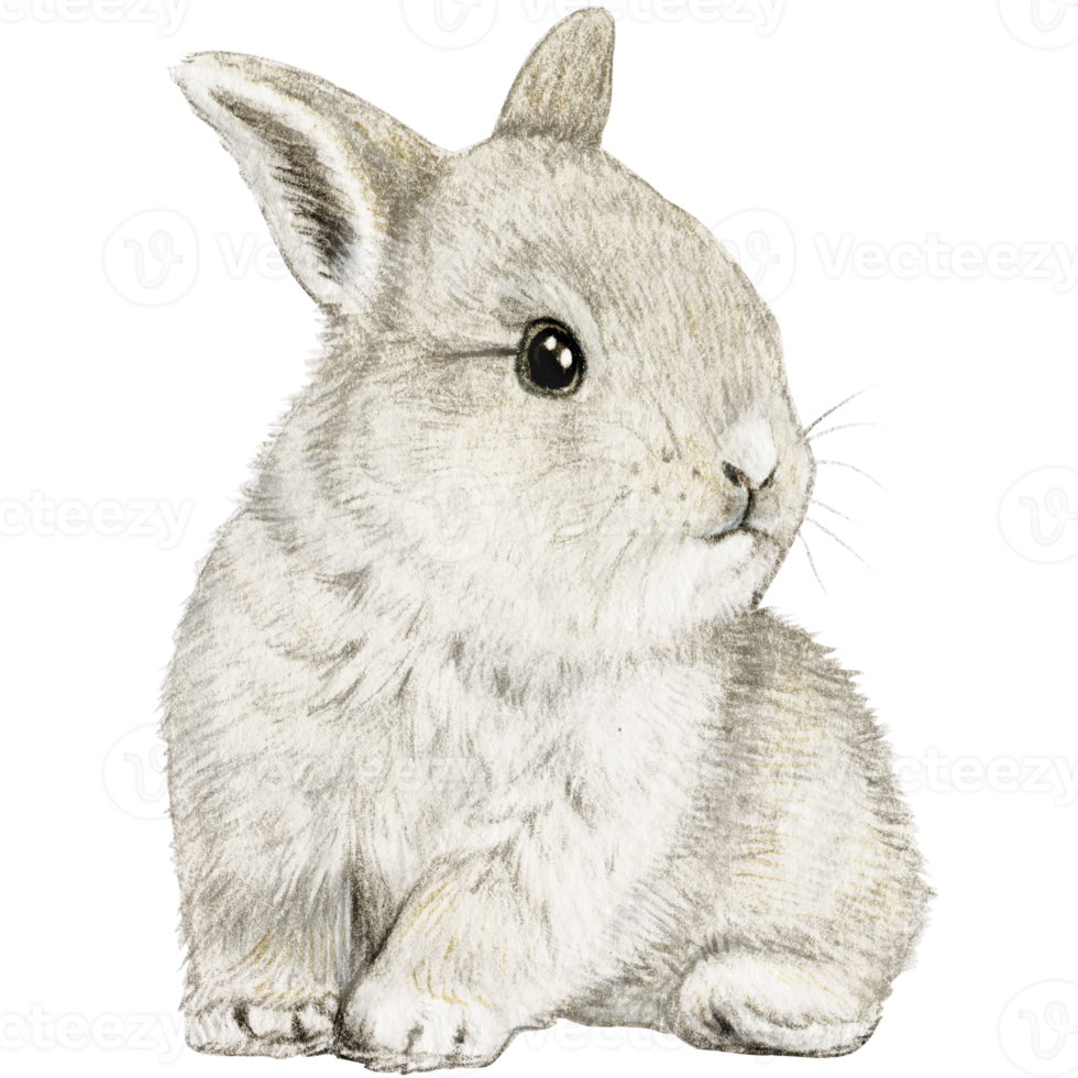 watercolor hand drawn realistic bunny png