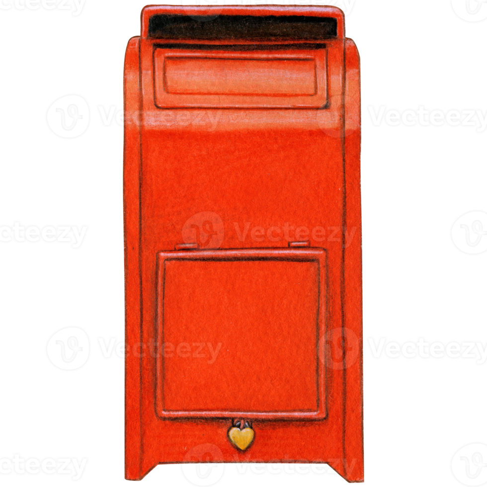 watercolor hand drawn post box png