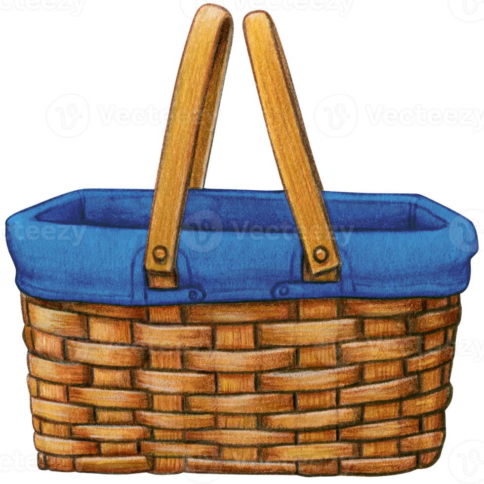 watercolor hand drawn picnic basket png