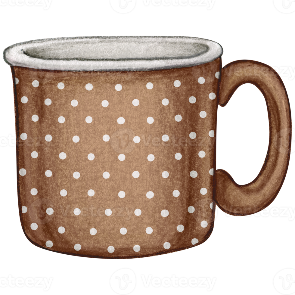Watercolor hand drawn enamel mug png