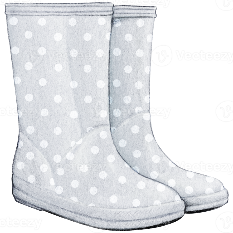 watercolor hand drawn cute rain boots png