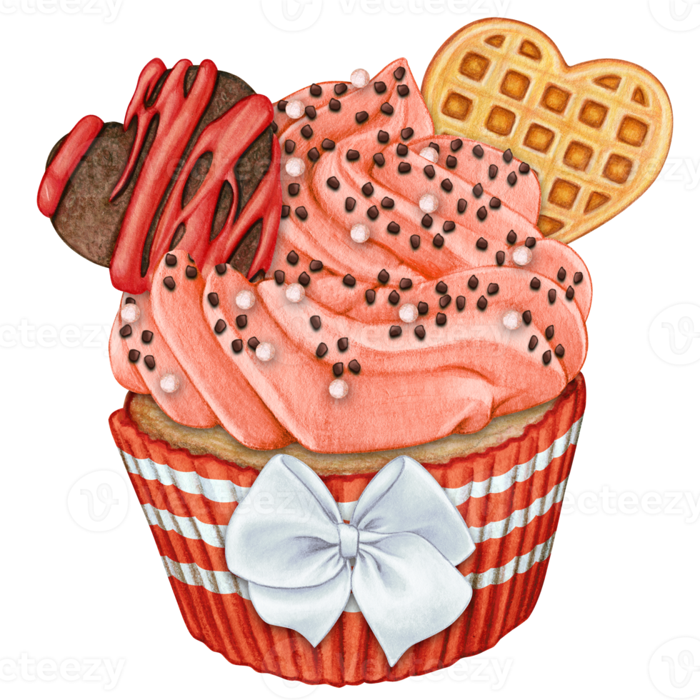 watercolor hand drawn cupcake png