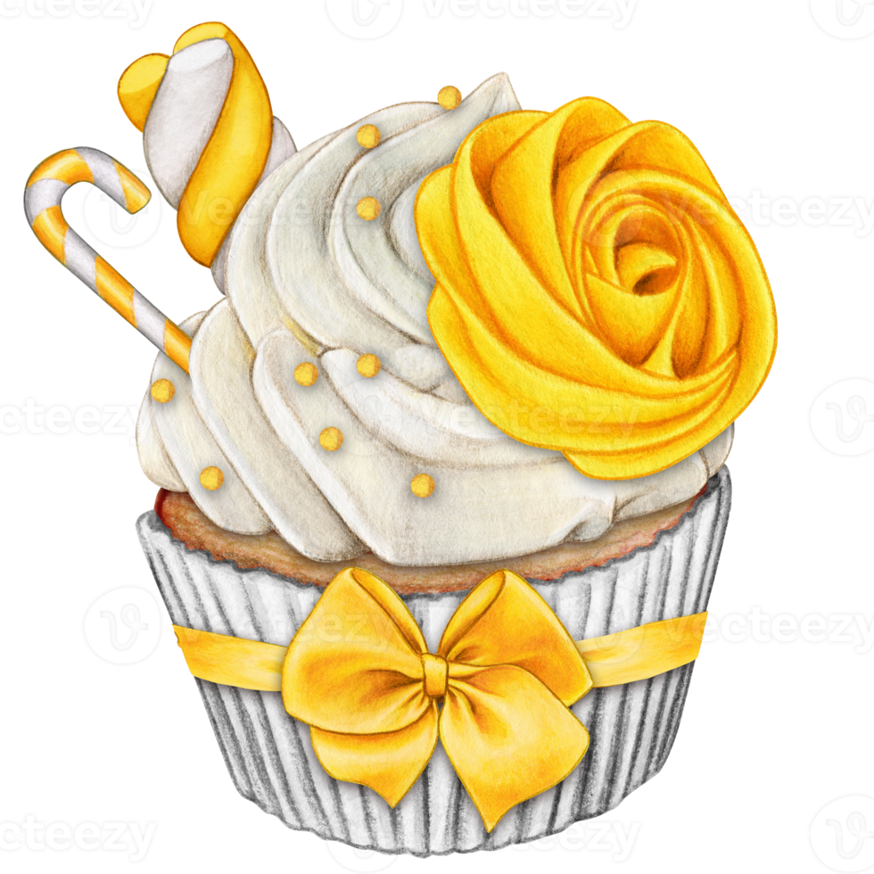 watercolor hand drawn cupcake png