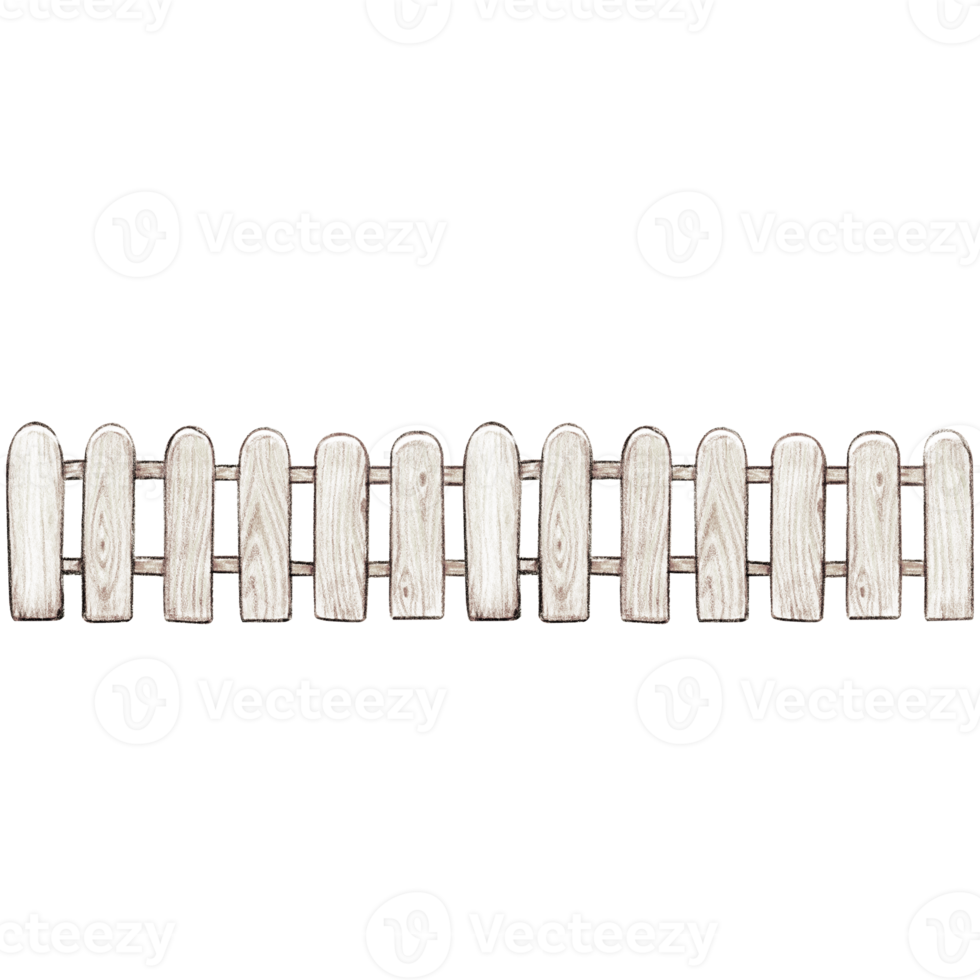 Watercolor hand drawn wooden fence png