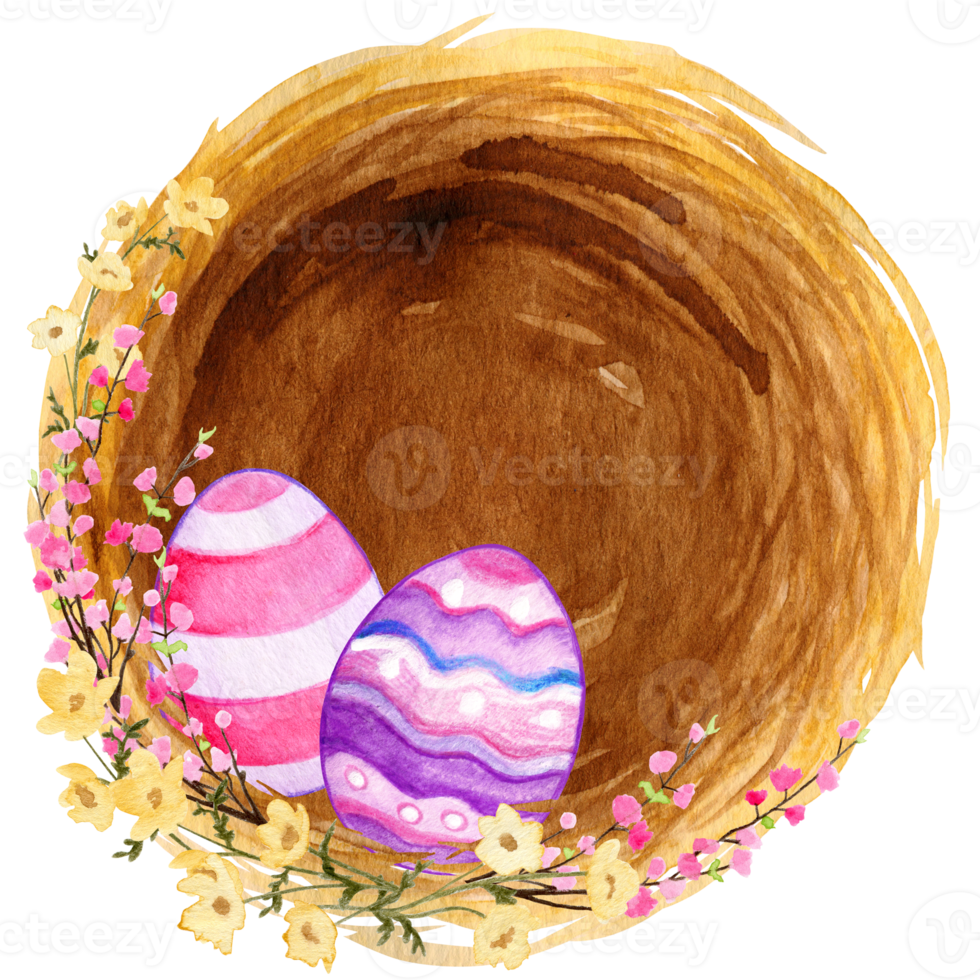 Watercolor easter nest png