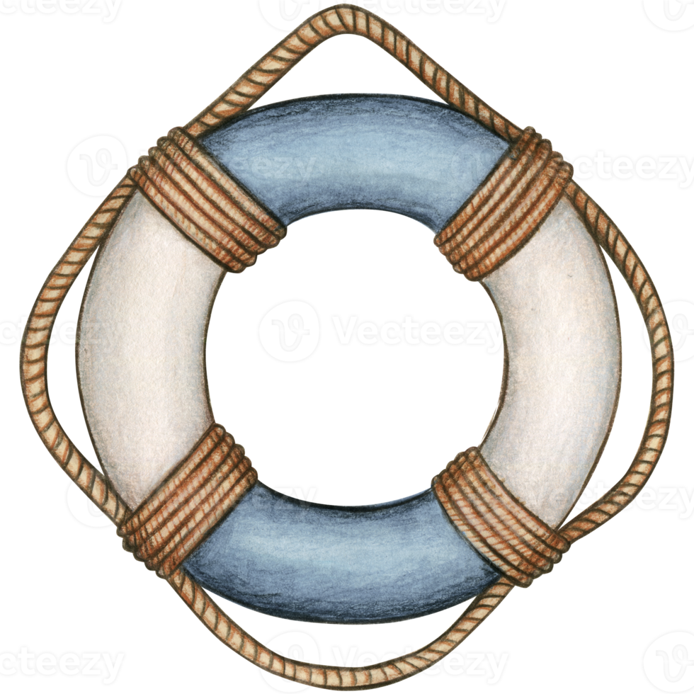 waterclor nautical life buoy png