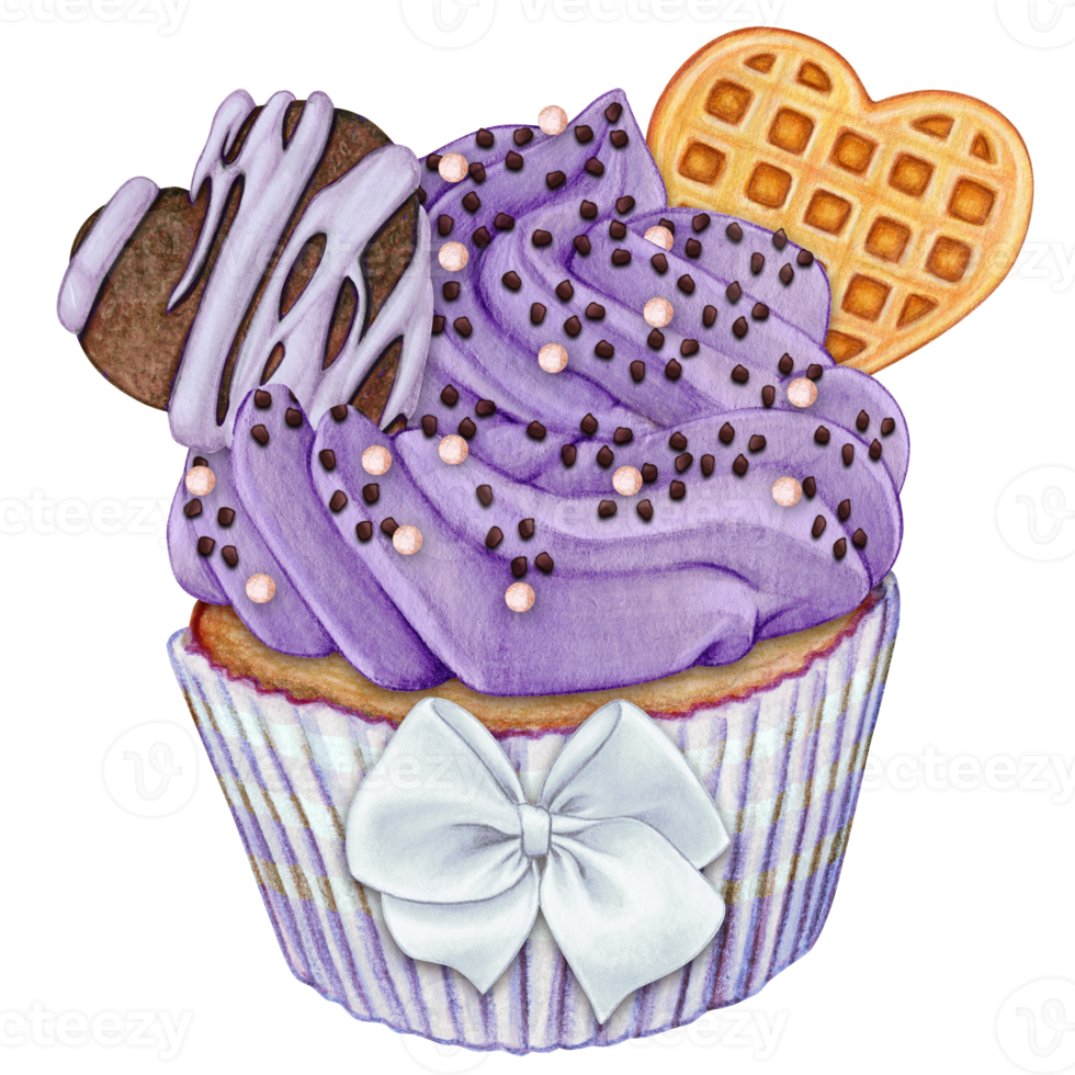 watercolor hand drawn cupcake png