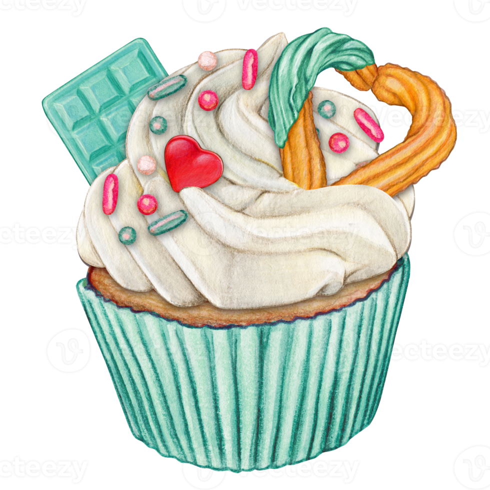 Aquarell Hand gezeichnet Cupcake png