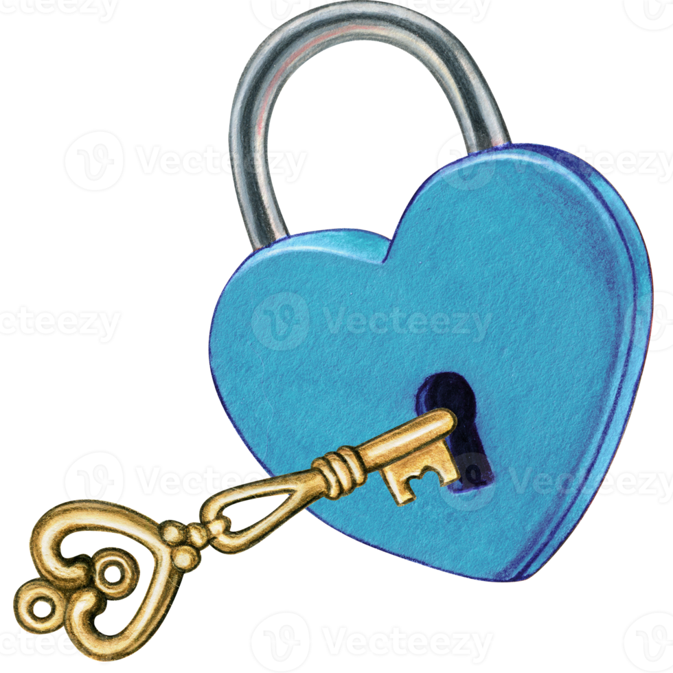 waterverf hand- getrokken hart vormig slot png