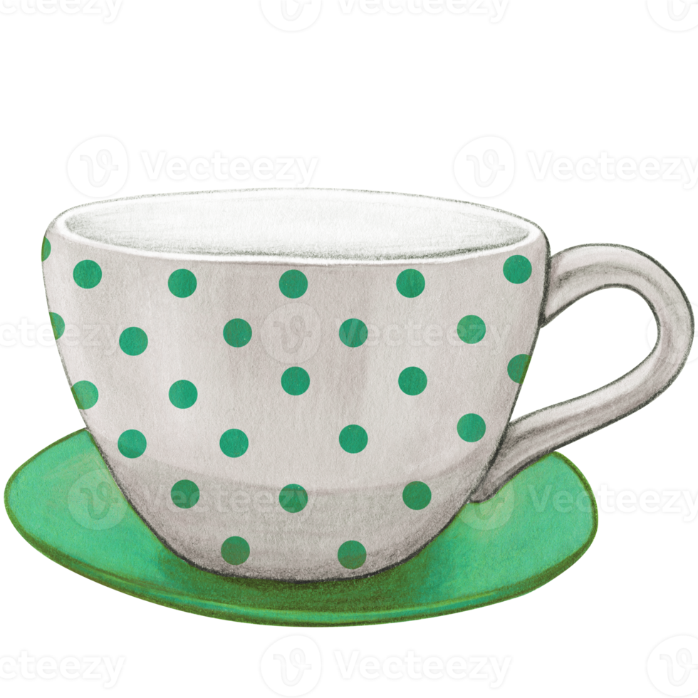 Watercolor hand drawn empty tea cup png