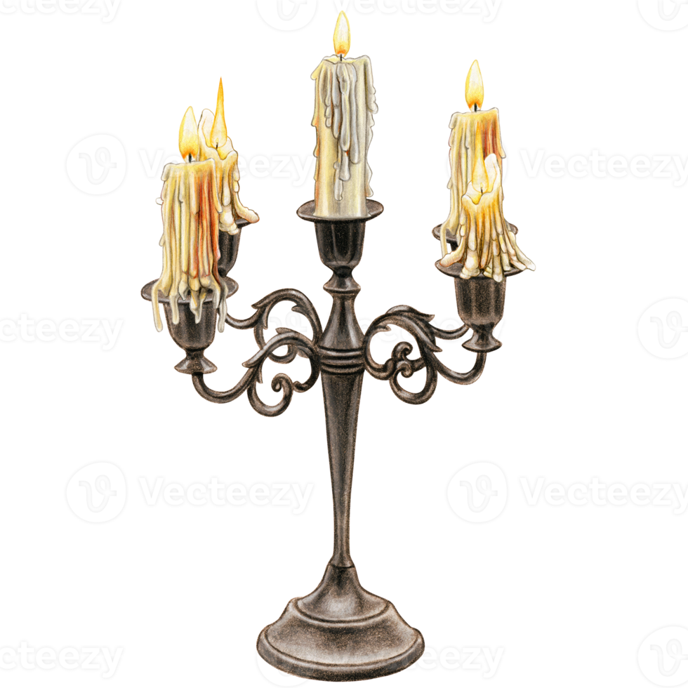 Watercolor hand drawn gothic candle holder 21361183 PNG