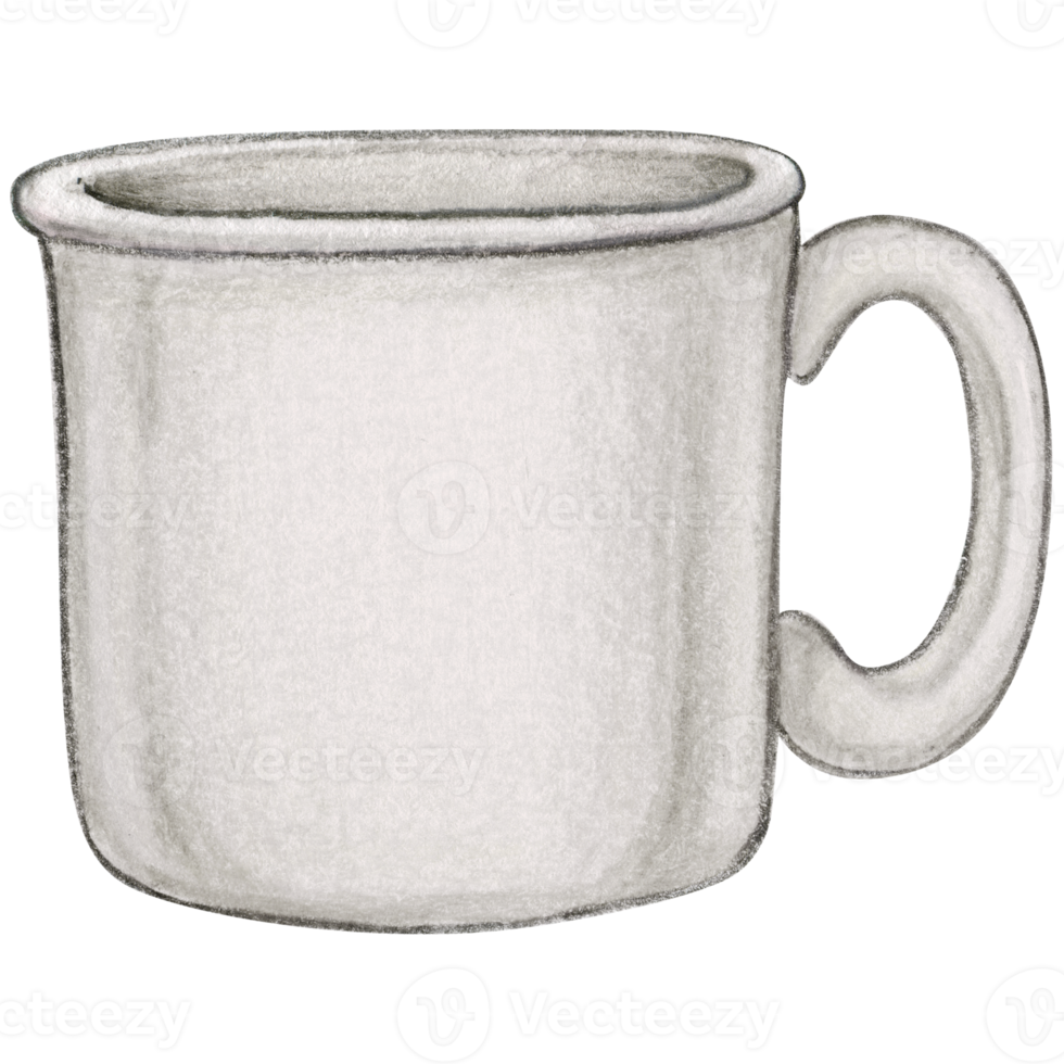 Watercolor hand drawn enamel mug png