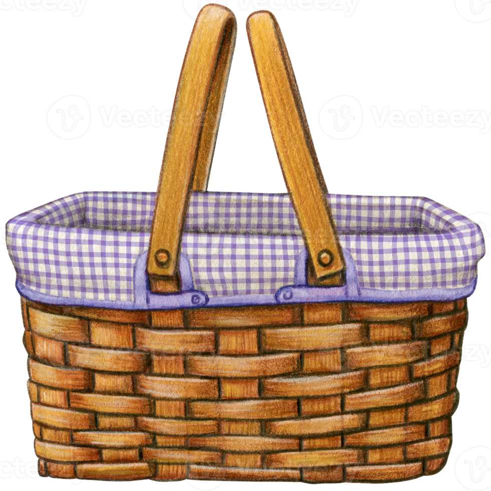acuarela mano dibujado picnic cesta png