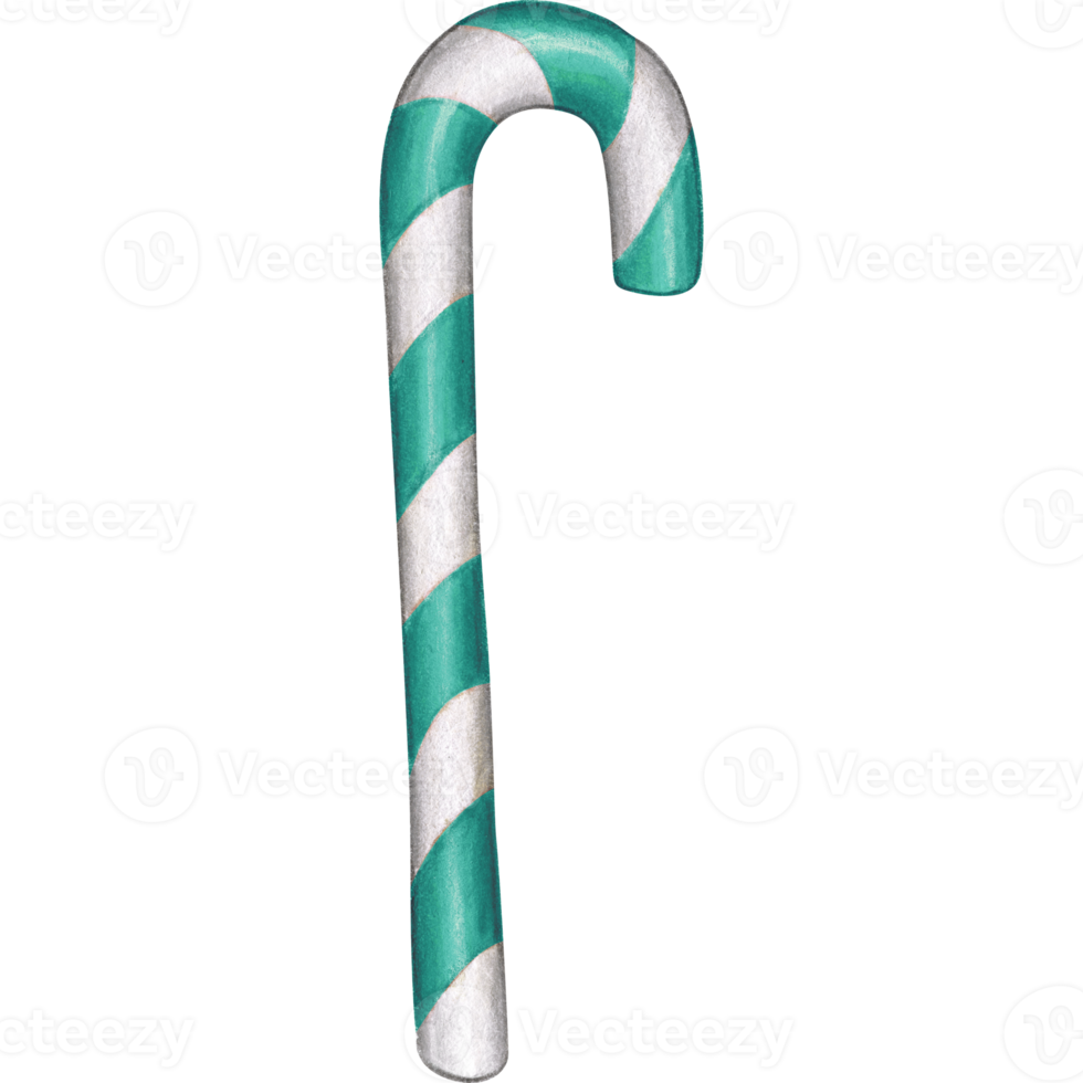 watercolor hand drawn striped candy cane png