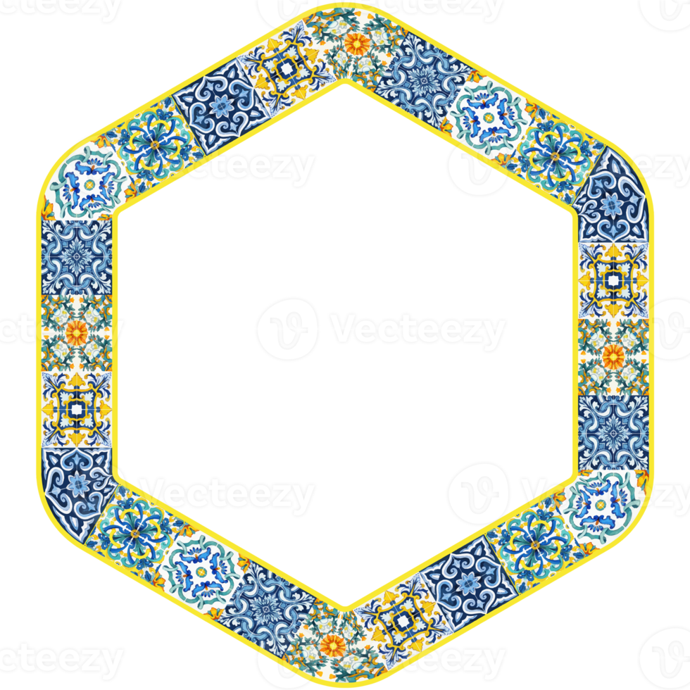 watercolor mediterranean tiles frame 21361743 PNG