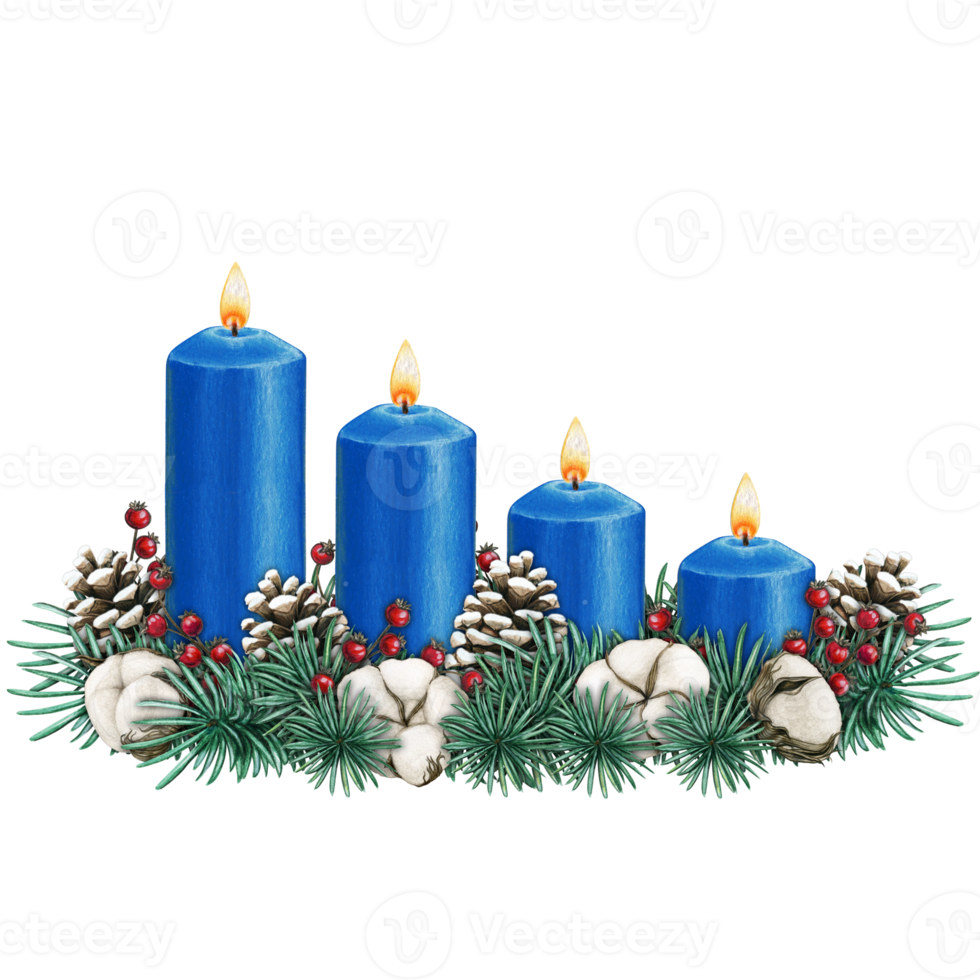 watercolor hand drawn advent candles decoration png