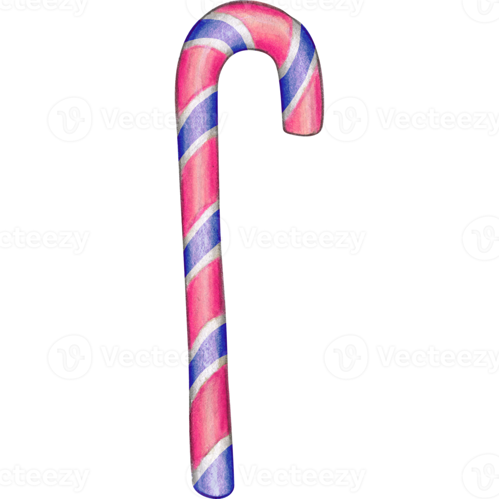 watercolor hand drawn striped candy cane png