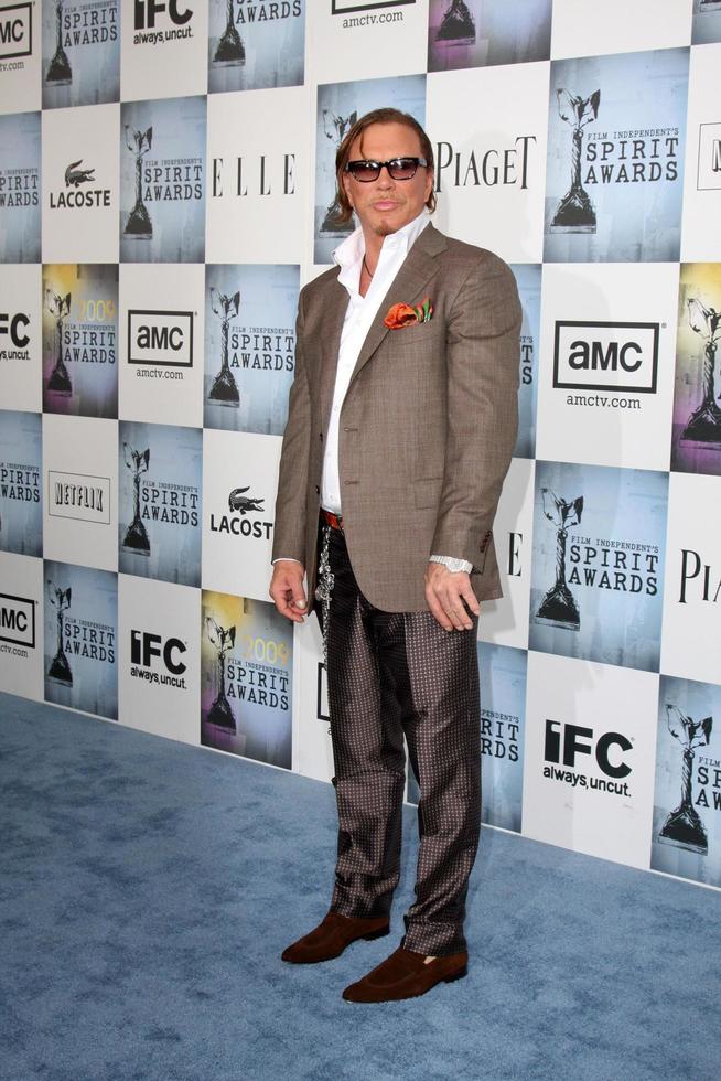 Mickey Rourke  arriving  at the  Film Indpendents  24th Annual Spirit Awards on the beach in Santa Monica CA  onFebruary 21 20092009 photo
