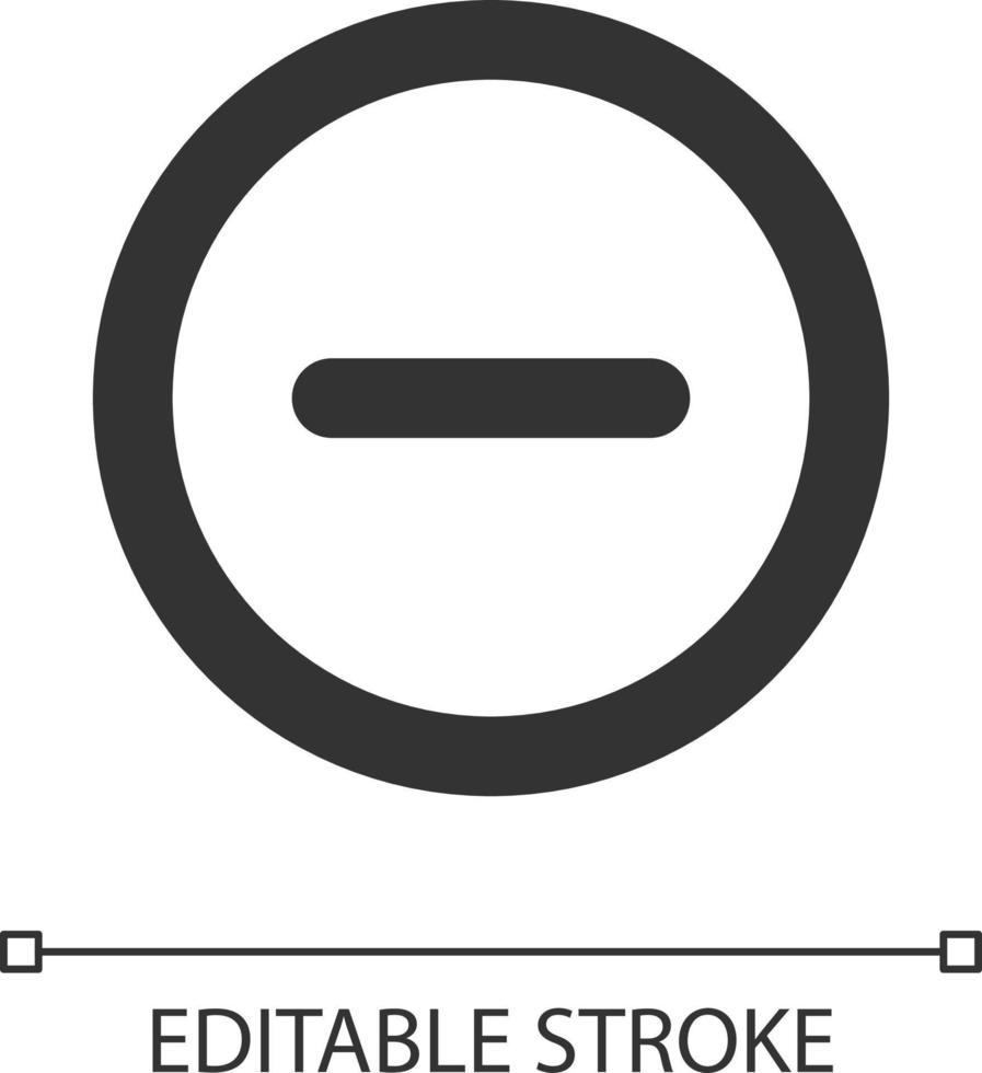 Remove button pixel perfect linear ui icon. Decrease volume. Collapsible content. Toolbar. GUI, UX design. Outline isolated user interface element for app and web. Editable stroke vector