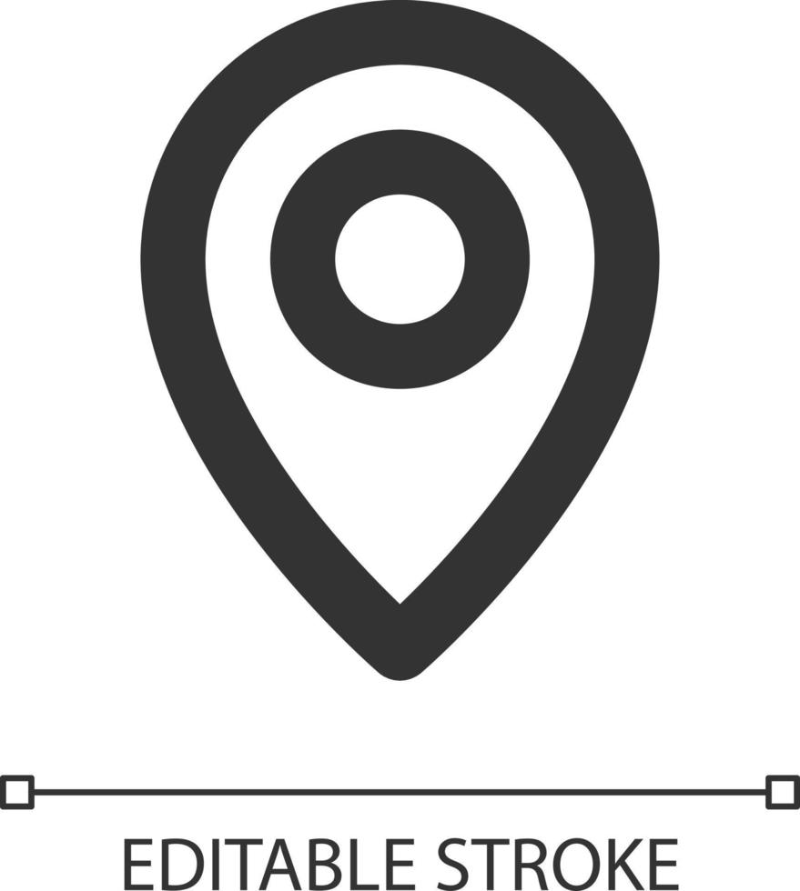 Location pin pixel perfect linear ui icon. Saving spot on map. Search for destination. GUI, UX design. Outline isolated user interface element for app and web. Editable stroke vector