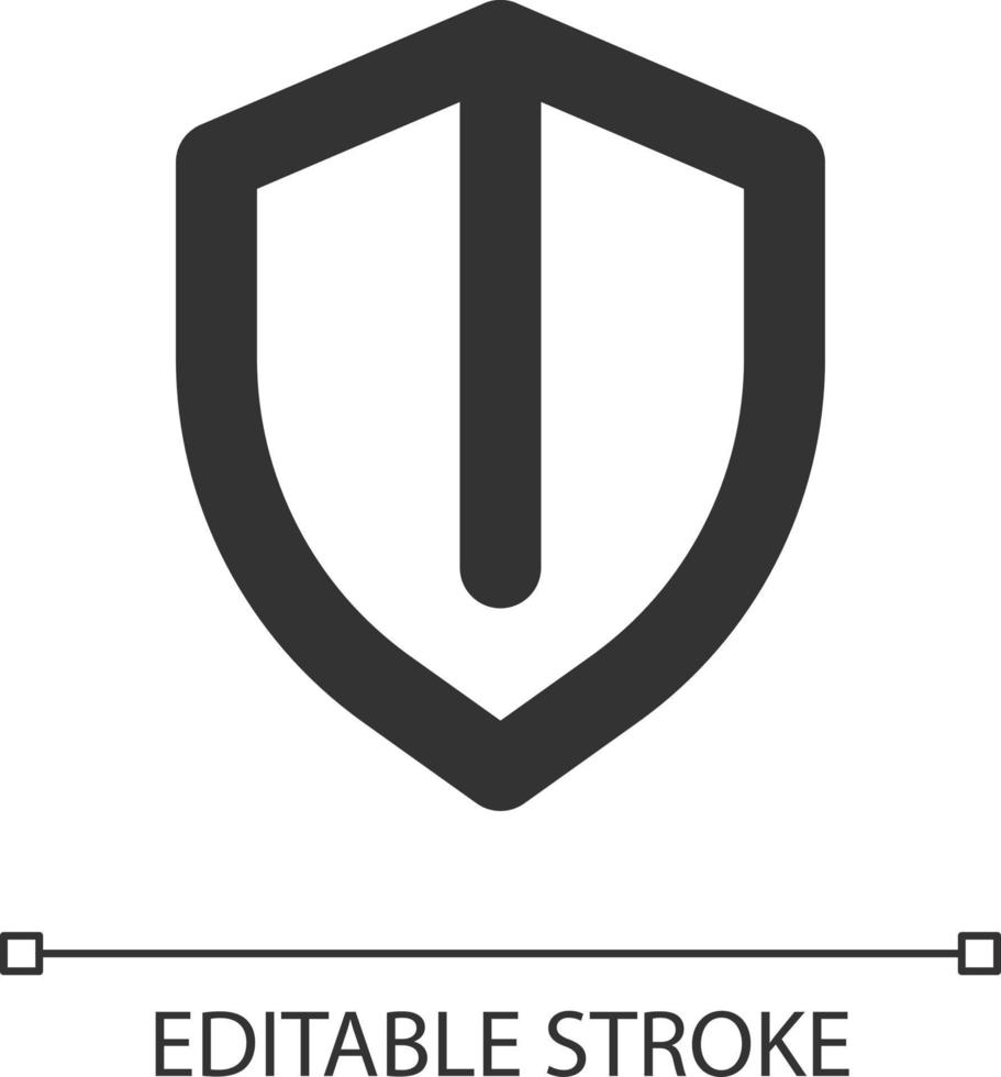Security shield pixel perfect linear ui icon. Under protection. Antivirus software. GUI, UX design. Outline isolated user interface element for app and web. Editable stroke vector