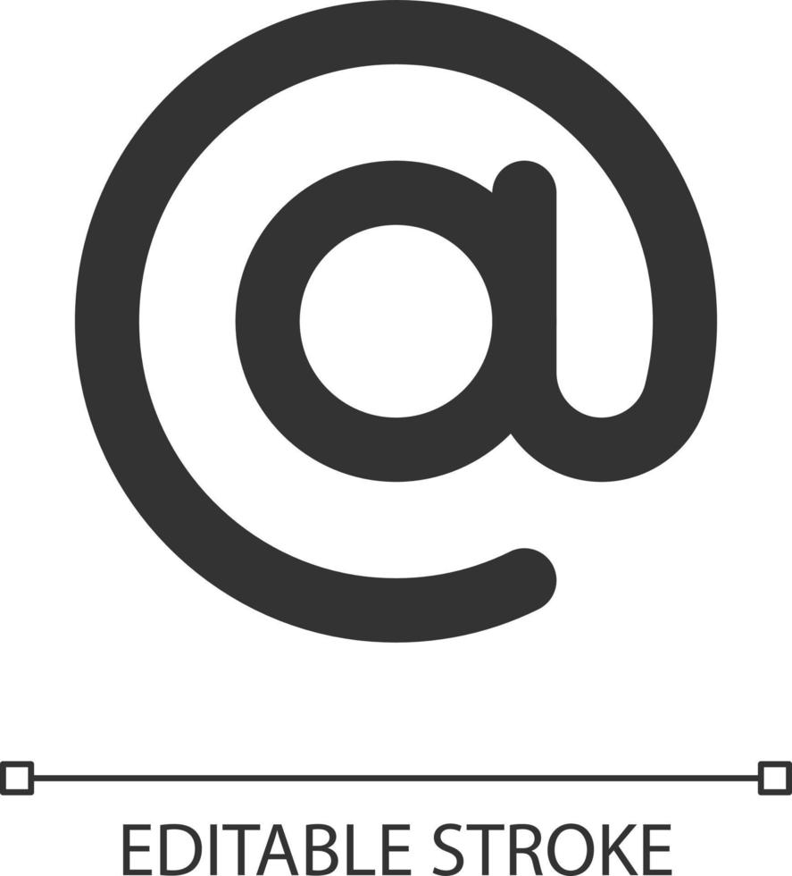 At sign pixel perfect linear ui icon. Email address. Online communication. Ampersand. GUI, UX design. Outline isolated user interface element for app and web. Editable stroke vector